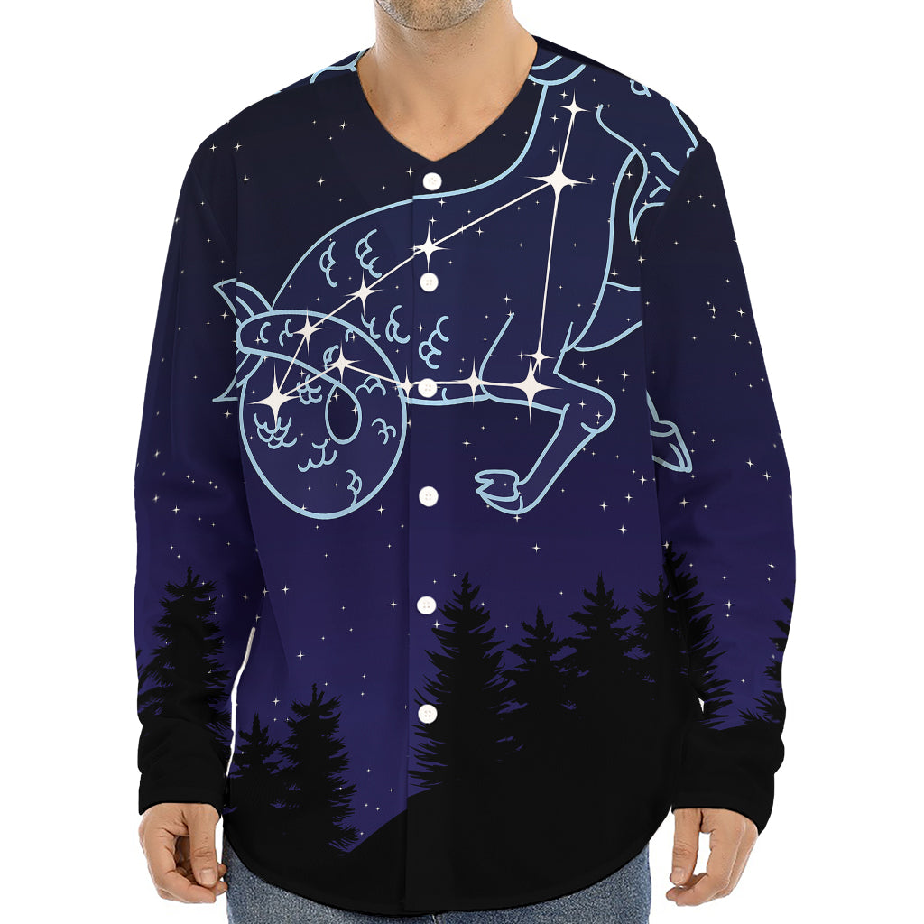 Capricorn Constellation Print Long Sleeve Baseball Jersey