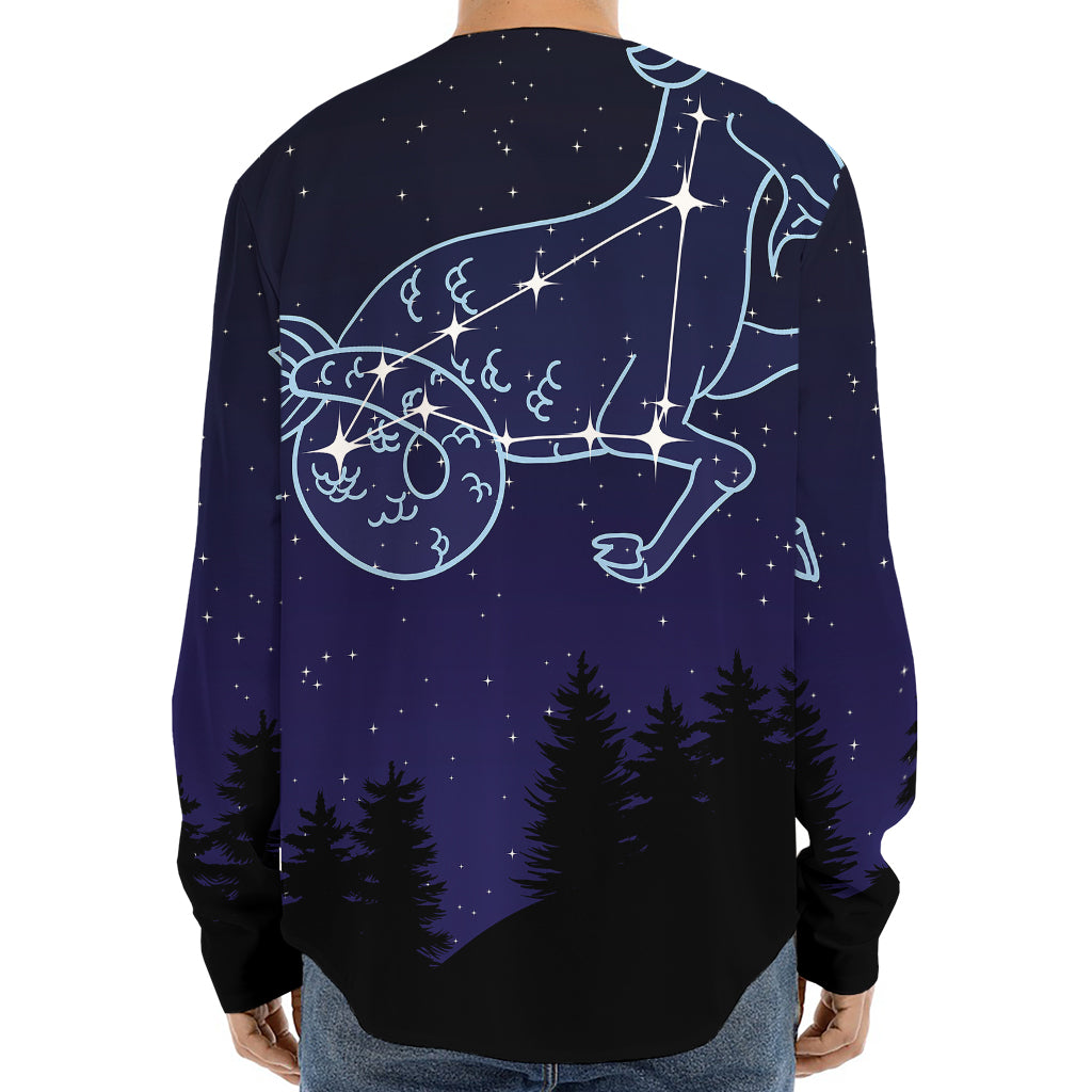 Capricorn Constellation Print Long Sleeve Baseball Jersey