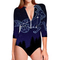 Capricorn Constellation Print Long Sleeve Swimsuit