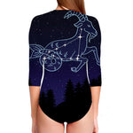 Capricorn Constellation Print Long Sleeve Swimsuit