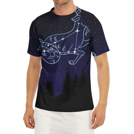Capricorn Constellation Print Men's Short Sleeve Rash Guard