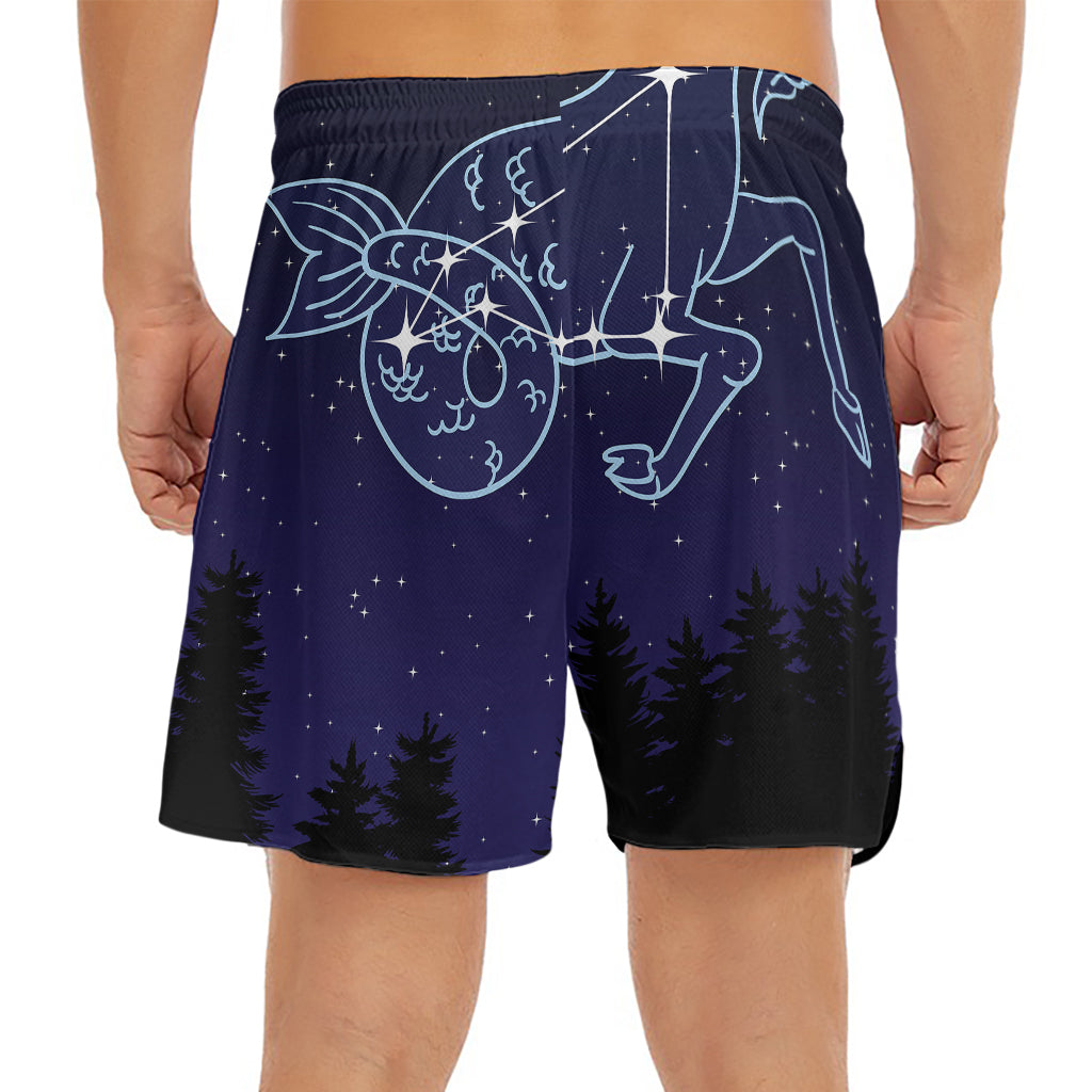 Capricorn Constellation Print Men's Split Running Shorts