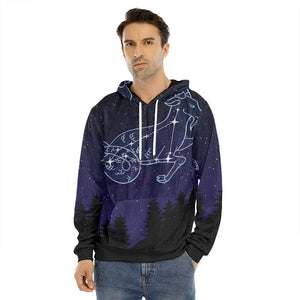 Capricorn Constellation Print Men's Velvet Pullover Hoodie