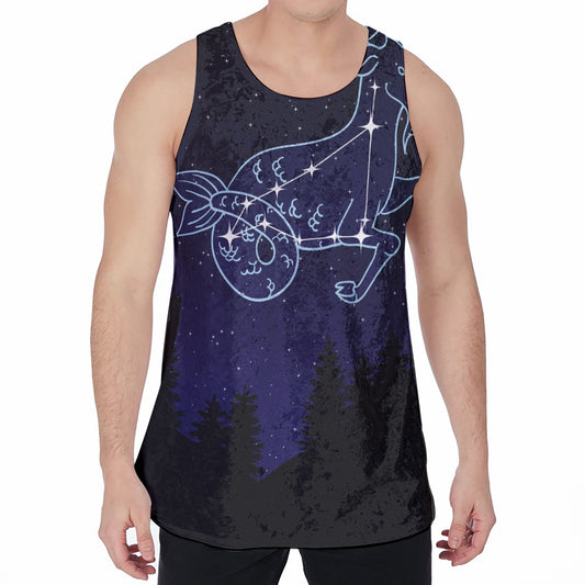 Capricorn Constellation Print Men's Velvet Tank Top