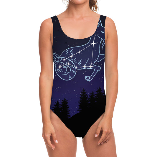 Capricorn Constellation Print One Piece Swimsuit
