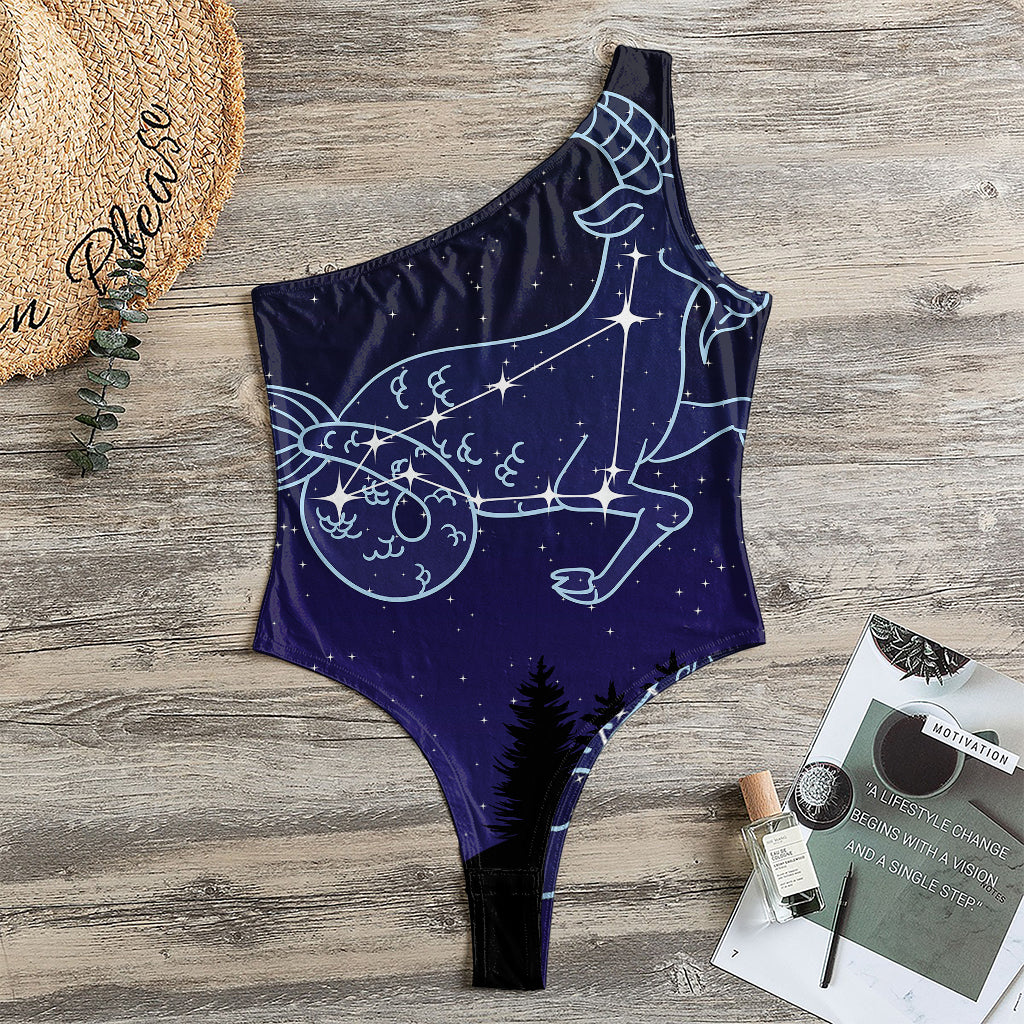 Capricorn Constellation Print One Shoulder Bodysuit