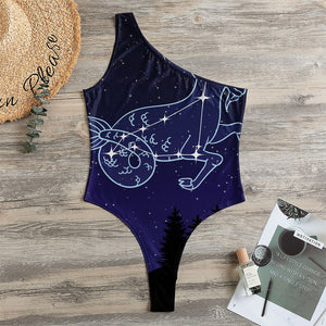 Capricorn Constellation Print One Shoulder Bodysuit