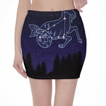 Capricorn Constellation Print Pencil Mini Skirt