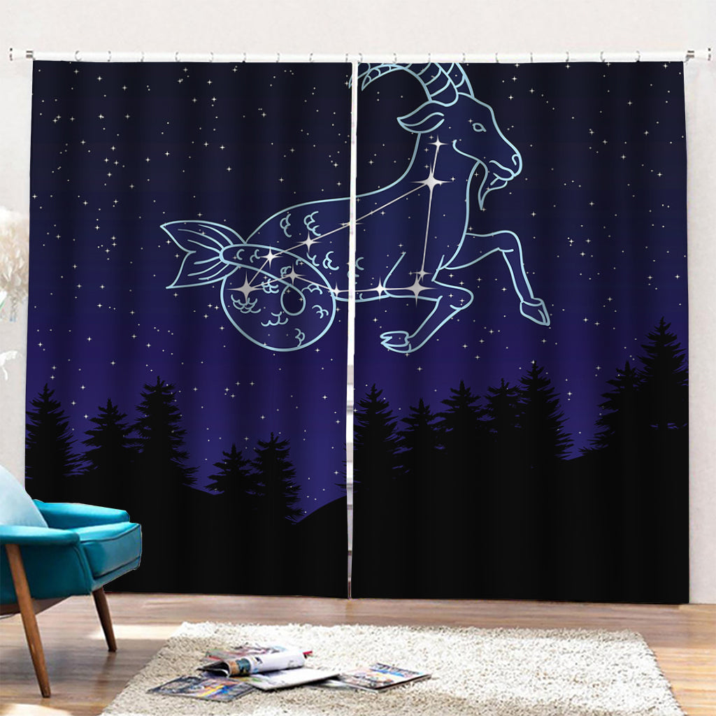 Capricorn Constellation Print Pencil Pleat Curtains