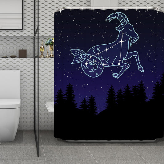 Capricorn Constellation Print Polyester Shower Curtain