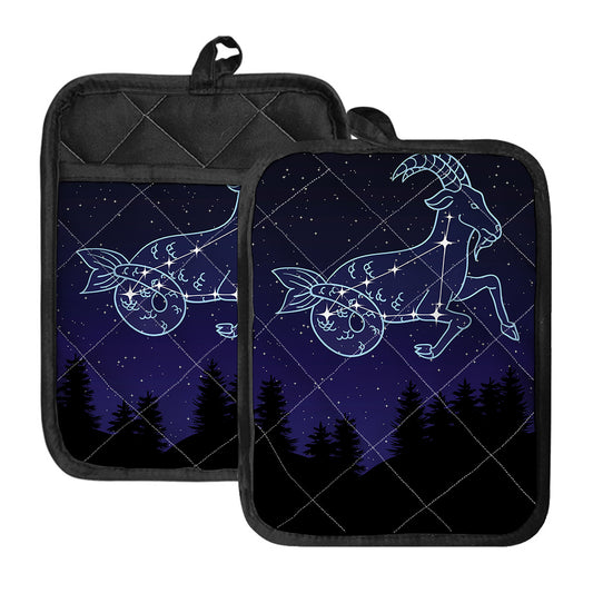 Capricorn Constellation Print Pot Holders With Pocket
