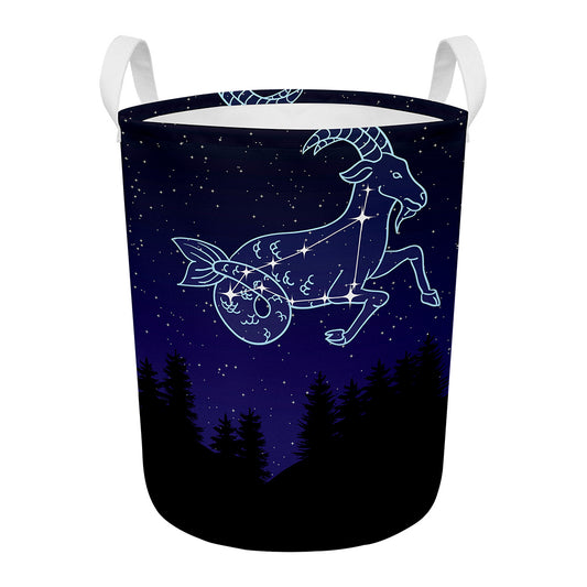 Capricorn Constellation Print Round Laundry Basket