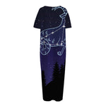 Capricorn Constellation Print Short Sleeve Long Nightdress