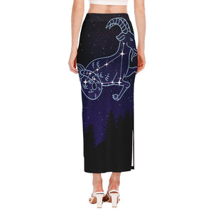 Capricorn Constellation Print Side Slit Maxi Skirt