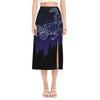 Capricorn Constellation Print Side Slit Midi Skirt