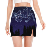 Capricorn Constellation Print Side Slit Mini Skirt