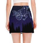 Capricorn Constellation Print Side Slit Mini Skirt