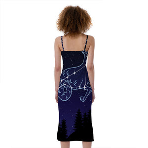 Capricorn Constellation Print Slim Fit Midi Cami Dress