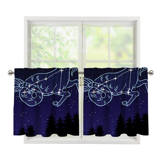 Capricorn Constellation Print Tier Curtains