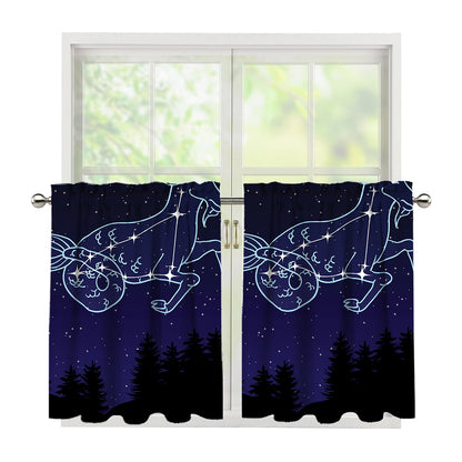 Capricorn Constellation Print Tier Curtains