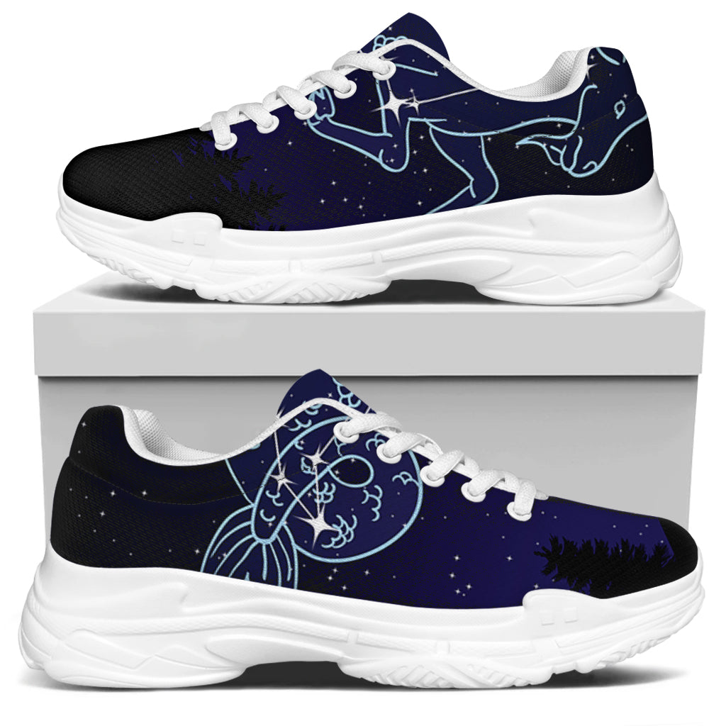 Capricorn Constellation Print White Chunky Shoes