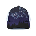Capricorn Constellation Print White Mesh Trucker Cap