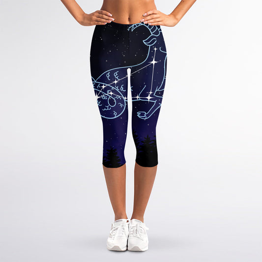 Capricorn Constellation Print Women's Capri Leggings