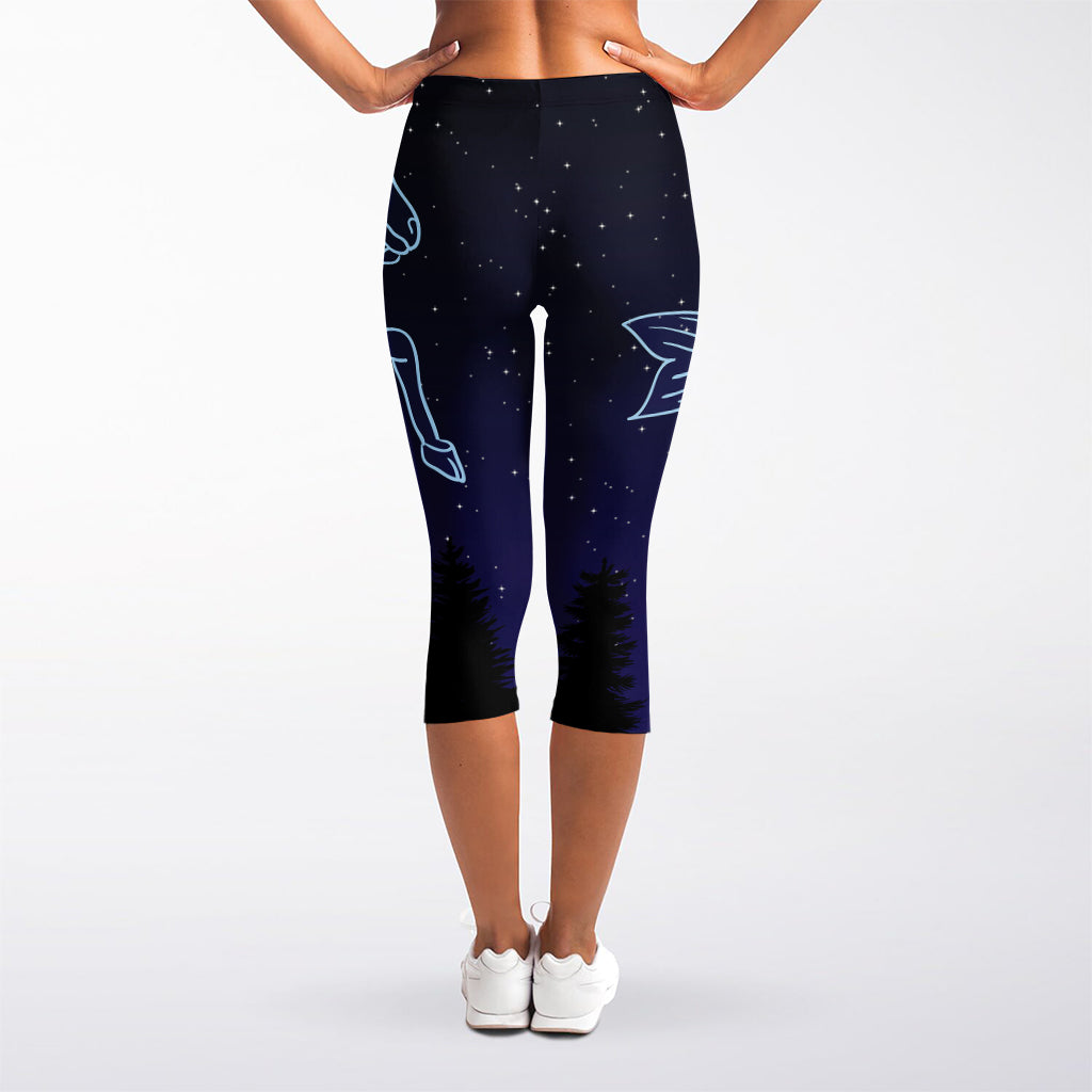 Capricorn Constellation Print Women's Capri Leggings