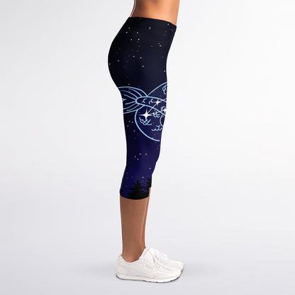 Capricorn Constellation Print Women's Capri Leggings