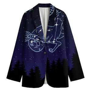 Capricorn Constellation Print Women's Cotton Blazer