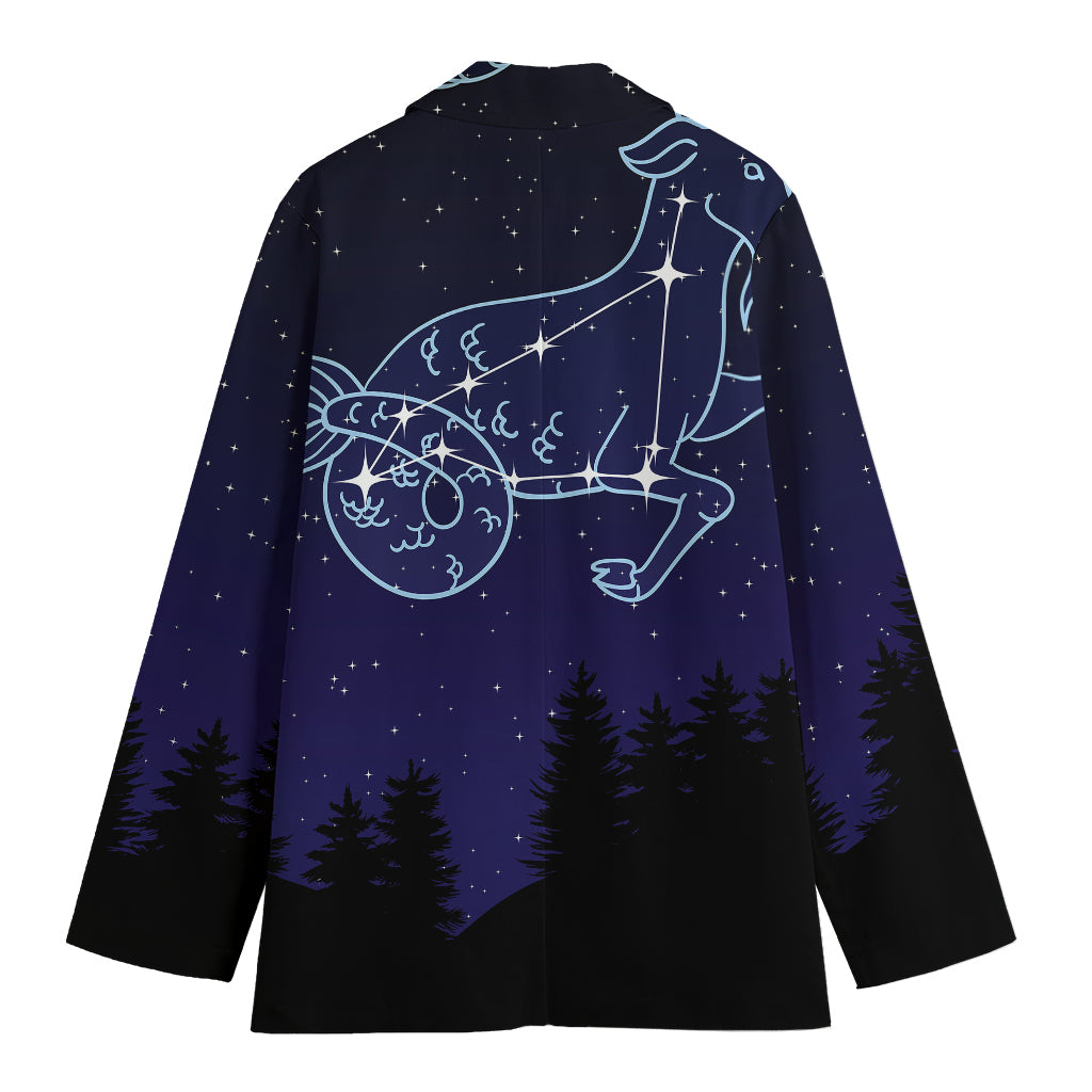 Capricorn Constellation Print Women's Cotton Blazer