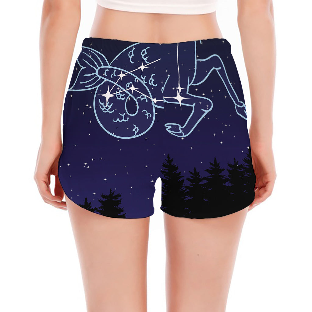 Capricorn Constellation Print Women's Split Running Shorts