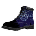 Capricorn Constellation Print Padded Collar Lace Up Boots