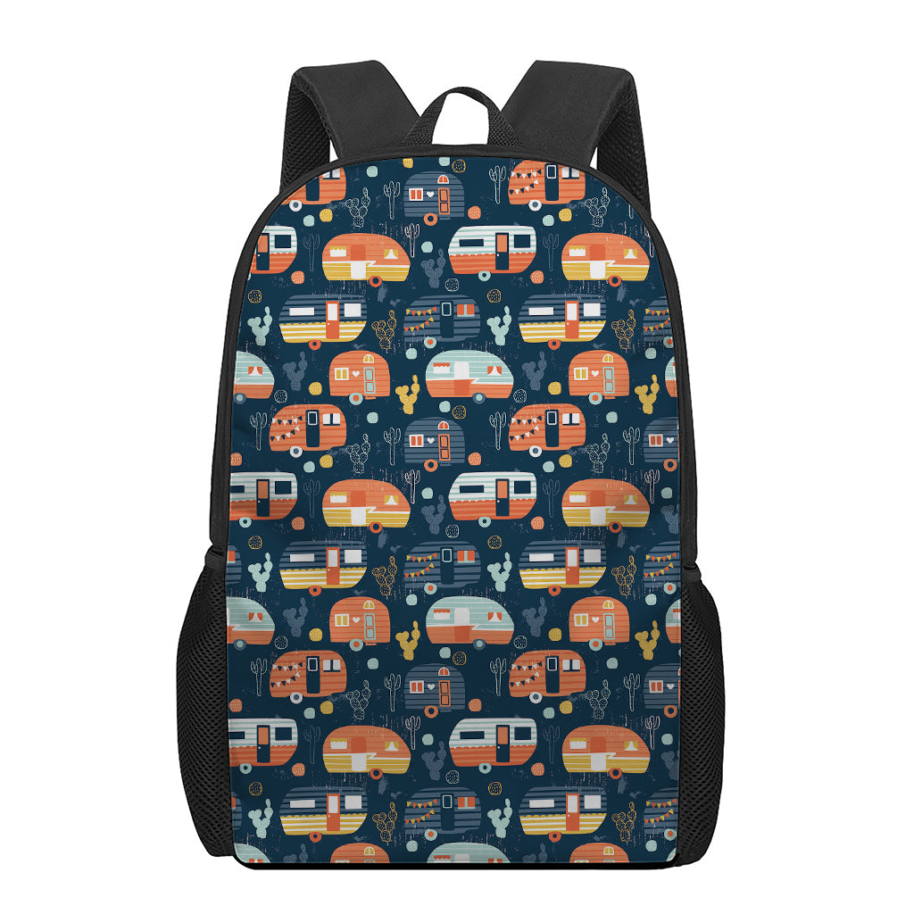 Caravan Camping Pattern Print 17 Inch Backpack