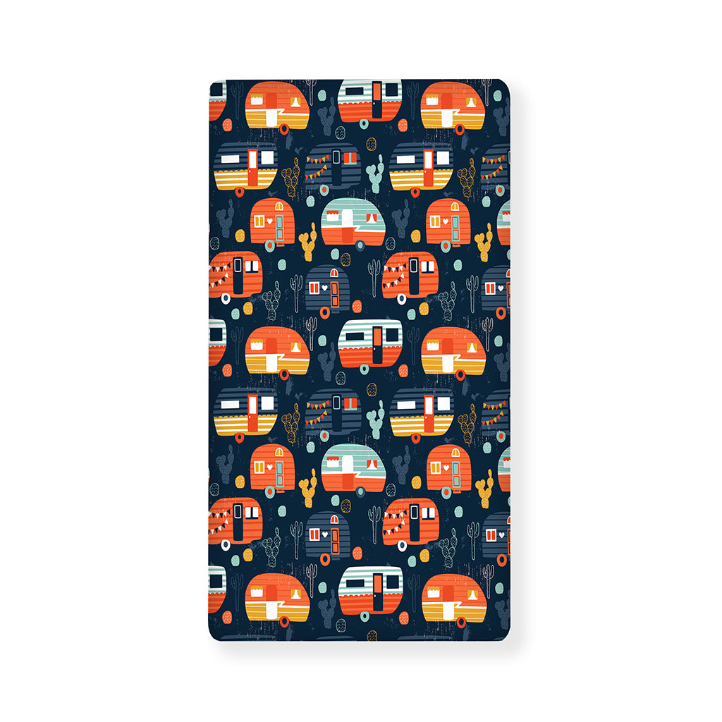 Caravan Camping Pattern Print Baby Crib Sheet