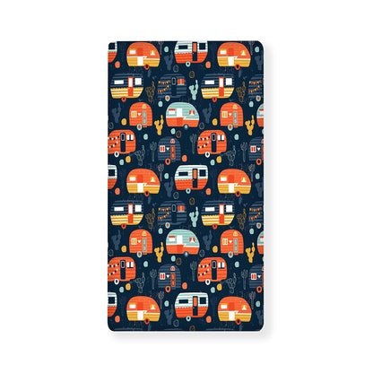 Caravan Camping Pattern Print Baby Crib Sheet