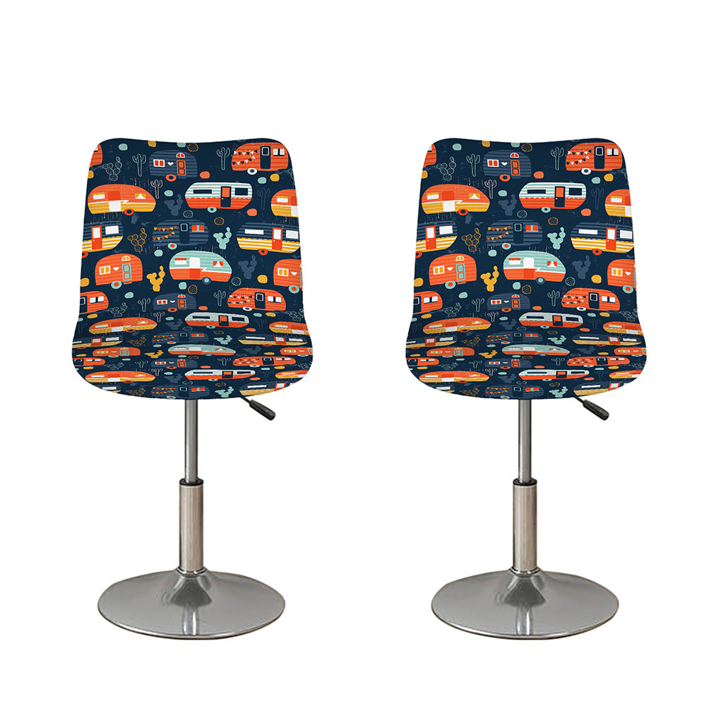 Caravan Camping Pattern Print Bar Stool Covers