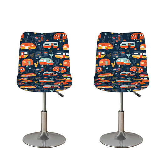 Caravan Camping Pattern Print Bar Stool Covers