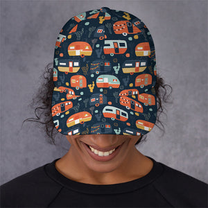 Caravan Camping Pattern Print Baseball Cap