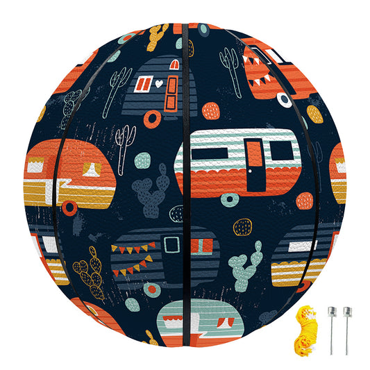 Caravan Camping Pattern Print Basketball