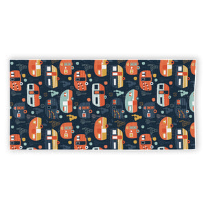 Caravan Camping Pattern Print Beach Towel