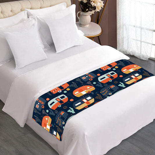 Caravan Camping Pattern Print Bed Runner