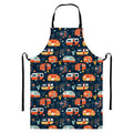 Caravan Camping Pattern Print Bib Apron With Pocket