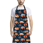 Caravan Camping Pattern Print Bib Apron With Pocket