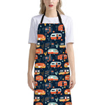 Caravan Camping Pattern Print Bib Apron With Pocket