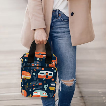 Caravan Camping Pattern Print Bible Tote Bag