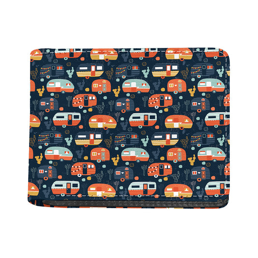 Caravan Camping Pattern Print Bifold Wallet