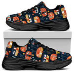 Caravan Camping Pattern Print Black Chunky Shoes