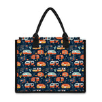 Caravan Camping Pattern Print Canvas Tote Bag