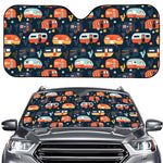 Caravan Camping Pattern Print Car Windshield Sun Shade